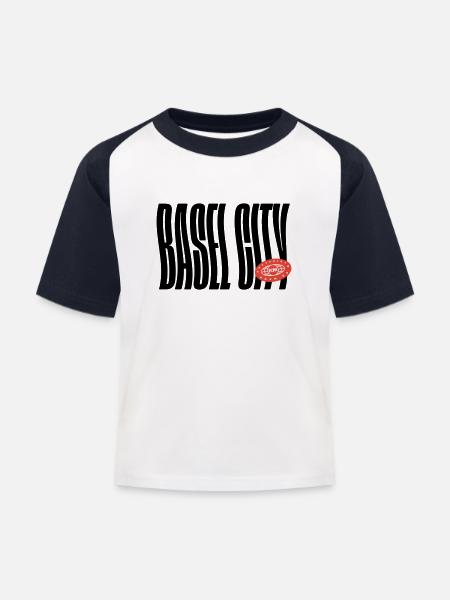 Basel City - Kinder Baseball T-Shirt - Weiß/Navy