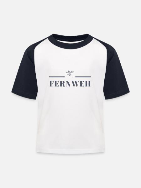 Fernweh - Kinder Baseball T-Shirt - Weiß/Navy