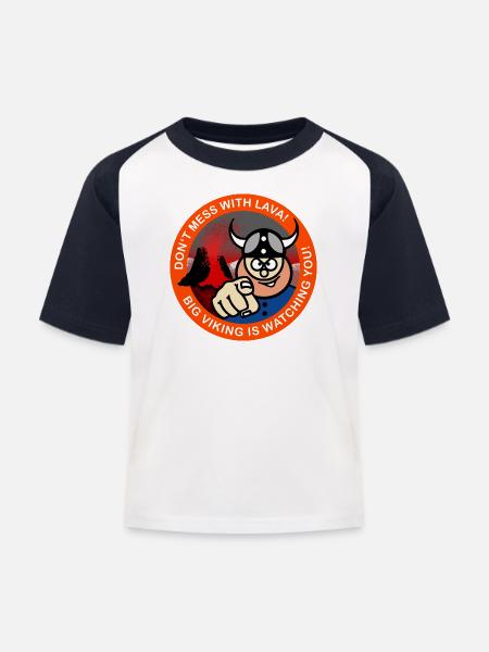 HUH! Volcano #02 (Full Donation) - Kinder Baseball T-Shirt - Weiß/Navy