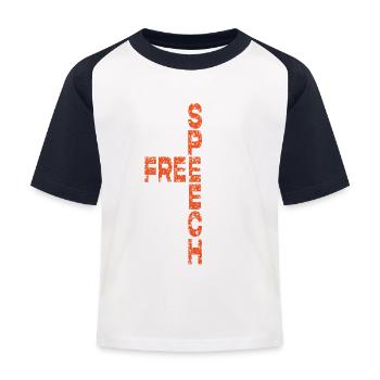 Freie Meinungsäußerung Wortkunst Design - Kinder Baseball T-Shirt - Weiß/Navy - Vorne