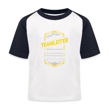 Teamleiter - Kinder Baseball T-Shirt - Weiß/Navy - Vorne