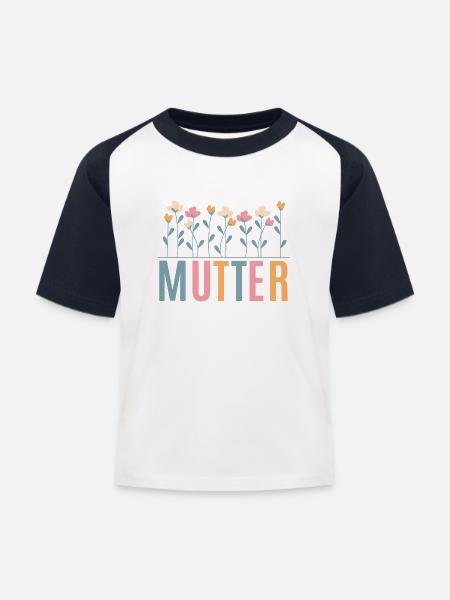 Mutter Blume - Kinder Baseball T-Shirt - Weiß/Navy