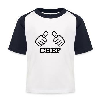 Chef - Kinder Baseball T-Shirt - Weiß/Navy - Vorne