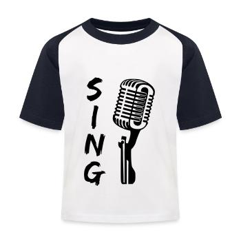 Microphone - Singer - Kids' Baseball T-Shirt - white/navy - Front
