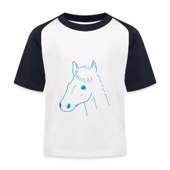 Horse Head Drawing - Kids' Baseball T-Shirt - white/navy - Front