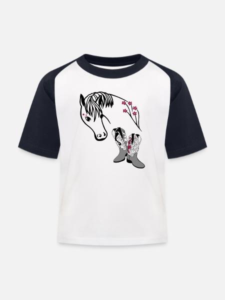 Reitsport, Pferdeliebhaber - Kinder Baseball T-Shirt - Weiß/Navy