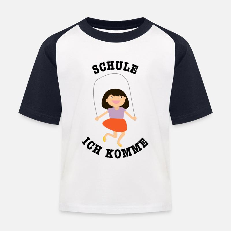 Schule ich komme, Einschulung - Kinder Baseball T-Shirt - Weiß/Navy