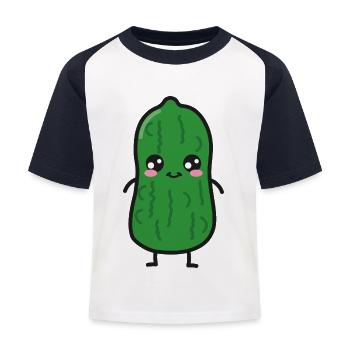Saure Gurke Kawaii - Kinder Baseball T-Shirt - Weiß/Navy - Vorne