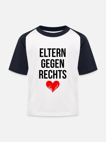 ELTERN GEGEN RECHTS - Kinder Baseball T-Shirt - Weiß/Navy