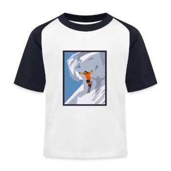 Ski - Kinder Baseball T-Shirt - Weiß/Navy - Vorne