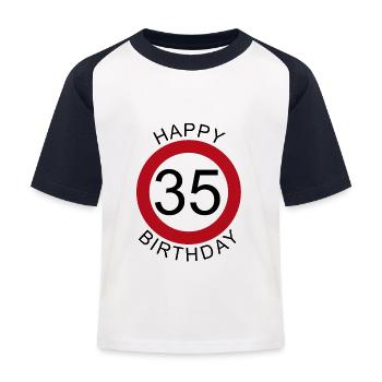Joyeux anniversaire 35 anniversaire de signe de route - T-shirt baseball Enfant - blanc/marine - Devant
