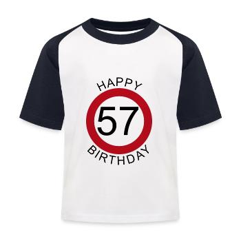 Joyeux anniversaire 57 panneau de signalisation - T-shirt baseball Enfant - blanc/marine - Devant