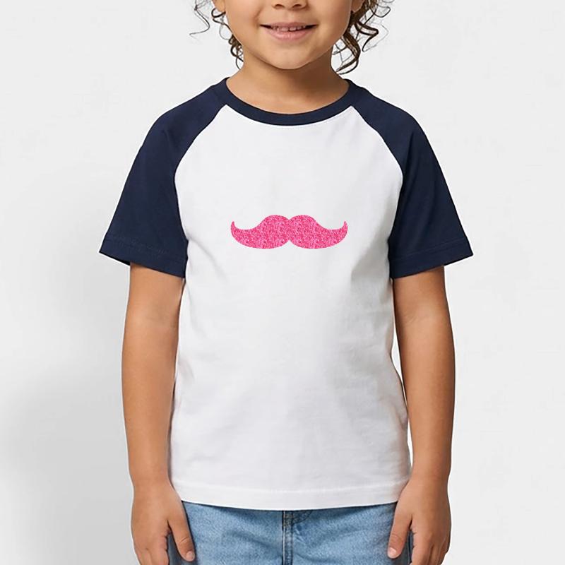 glittering moustache Kids' Baseball T-Shirt