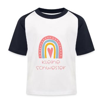 Kleine Schwester - Kinder Baseball T-Shirt - Weiß/Navy - Vorne