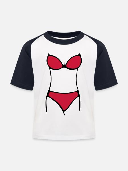 bikini - Kinder Baseball T-Shirt - Weiß/Navy