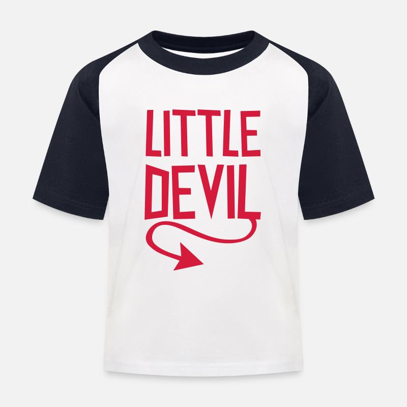 Little Devil - Kinder Baseball T-Shirt - Weiß/Navy
