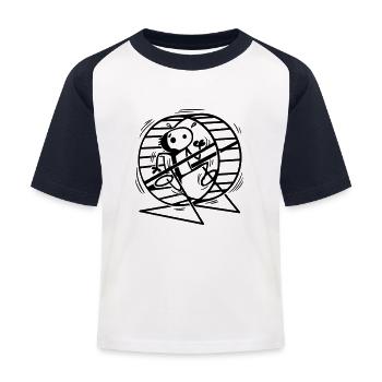 Willy im Hamsterrad - Kinder Baseball T-Shirt - Weiß/Navy - Vorne