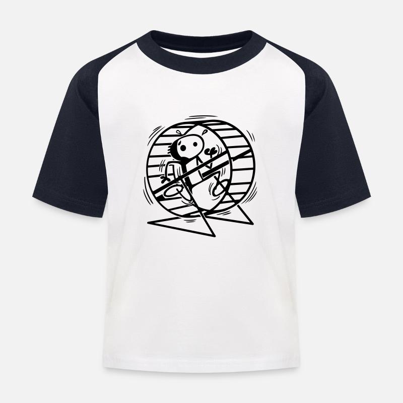 Willy im Hamsterrad - Kinder Baseball T-Shirt - Weiß/Navy