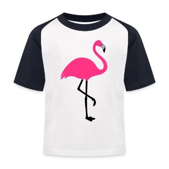 Flamingo Sommer Sonne Strand - Kinder Baseball T-Shirt - Weiß/Navy - Vorne