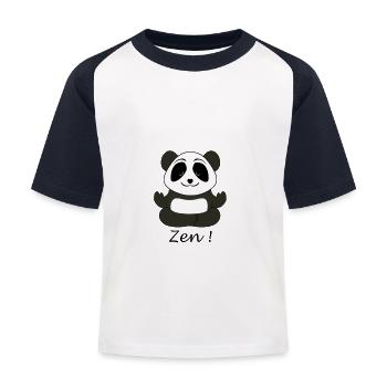 zen panda - Kids' Baseball T-Shirt - white/navy - Front