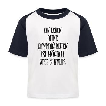 Leben ohne Gummibärchen - Kinder Baseball T-Shirt - Weiß/Navy - Vorne