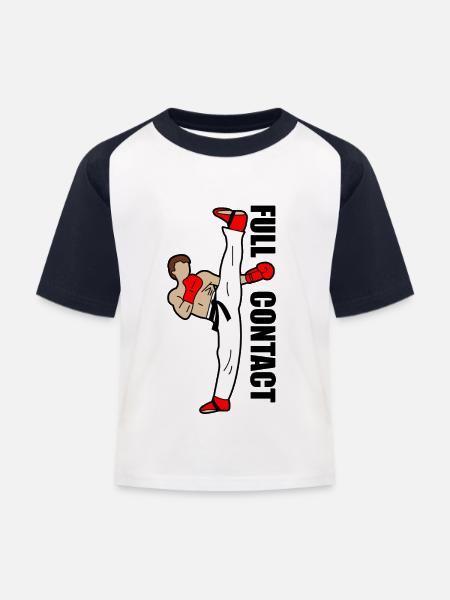 voller Kontakt - Kinder Baseball T-Shirt - Weiß/Navy