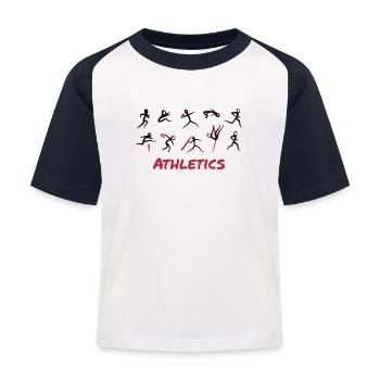 Leichtathletik, Zehnkampf - Kinder Baseball T-Shirt - Weiß/Navy - Vorne