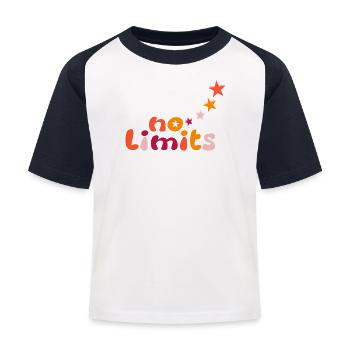 No limits in gelb orange rot - Kinder Baseball T-Shirt - Weiß/Navy - Vorne
