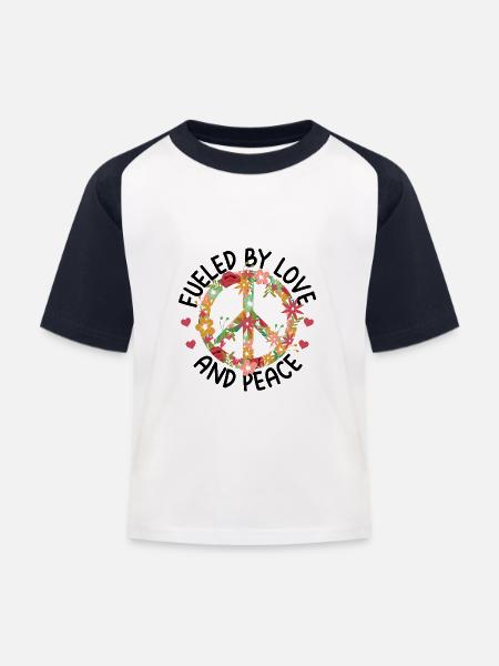 Hippie - Kinder Baseball T-Shirt - Weiß/Navy