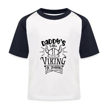 Papas kleiner Wikinger - Baby Kind Mittelalter - Kinder Baseball T-Shirt - Weiß/Navy - Vorne