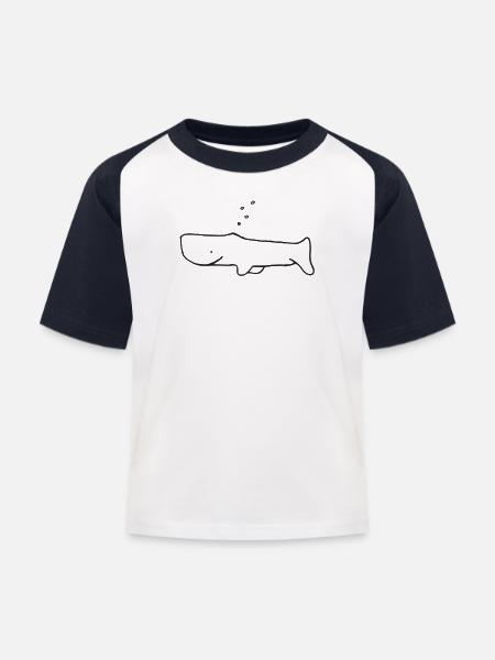 Niedliches Wal-Design - Kinder Baseball T-Shirt - Weiß/Navy