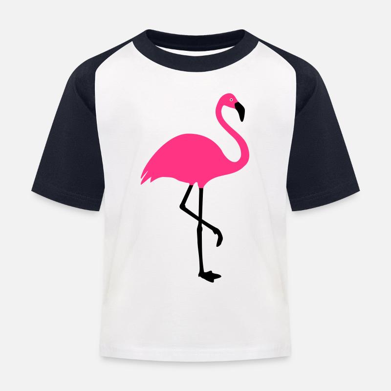 Flamingo -Sommer Sonne Strand - Kinder Baseball T-Shirt - Weiß/Navy