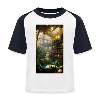 Secret library of garden inside a greenhouse - Kids' Baseball T-Shirt - white/navy - Front