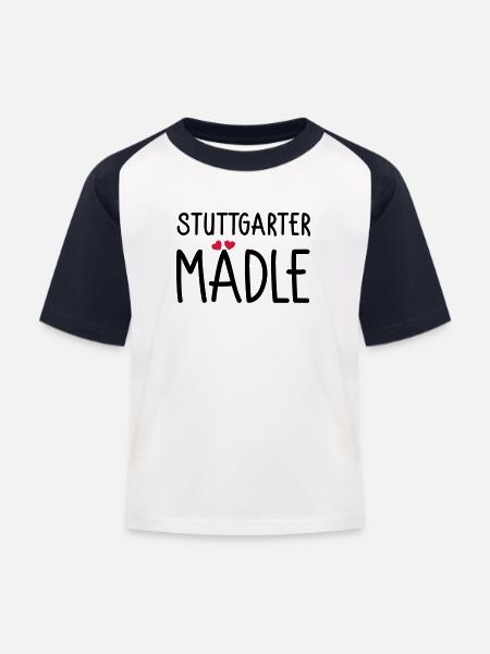 Stuttgarter Mädle - Kinder Baseball T-Shirt - Weiß/Navy