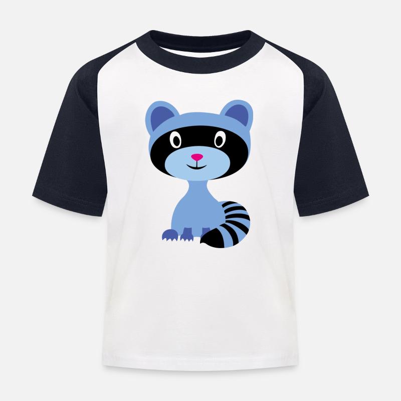 Waschbär - Kinder Baseball T-Shirt - Weiß/Navy