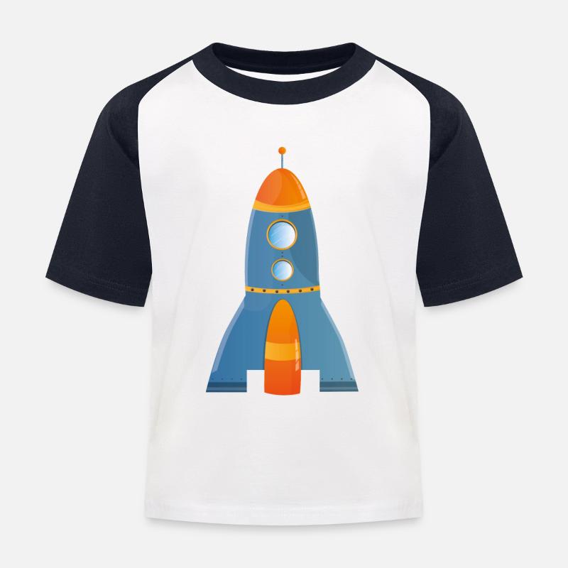 Rakete - Kinder Baseball T-Shirt - Weiß/Navy
