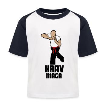 Krav Maga - Kinder Baseball T-Shirt - Weiß/Navy - Vorne