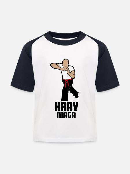 Krav Maga - Kinder Baseball T-Shirt - Weiß/Navy