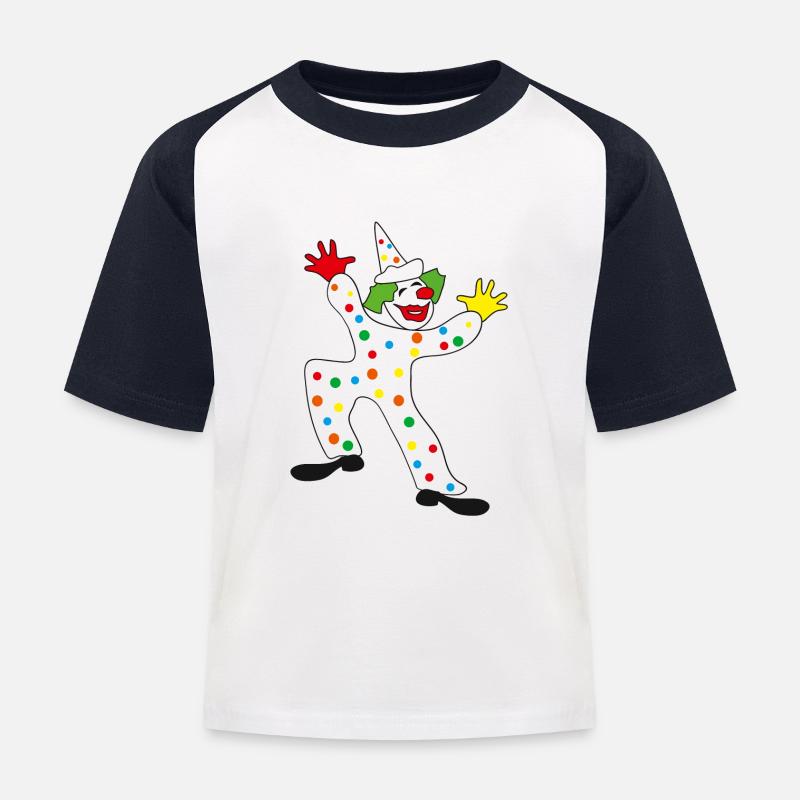 Clown - Kinder Baseball T-Shirt - Weiß/Navy