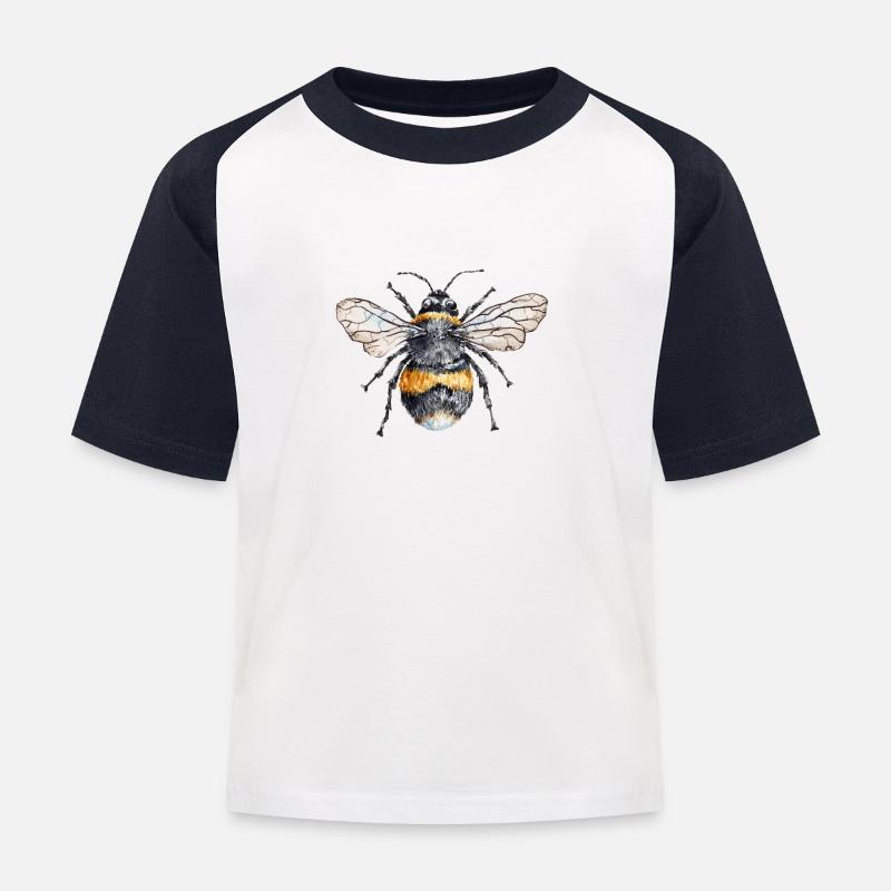 Biene glücklich - Kinder Baseball T-Shirt - Weiß/Navy
