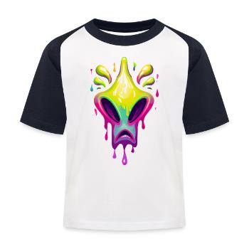 Farbenfroher Alien - Kinder Baseball T-Shirt - Weiß/Navy - Vorne