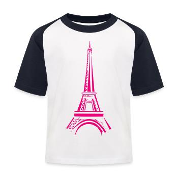 Tour Eiffel rose - T-shirt baseball Enfant - blanc/marine - Devant