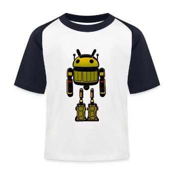 Android Mülleimer Roboter - Kinder Baseball T-Shirt - Weiß/Navy - Vorne