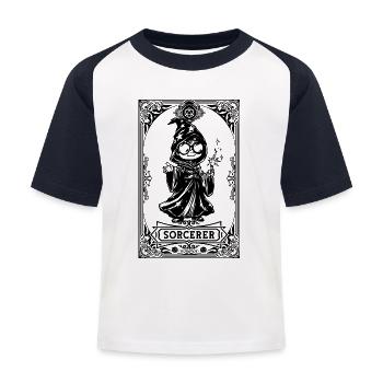 Zauberer RPG Tarot Karte Chibi - Kinder Baseball T-Shirt - Weiß/Navy - Vorne