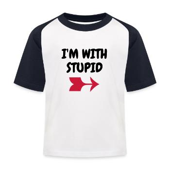 I'm with stupid - Humor - Funny - Joke - Friend - T-shirt baseball Enfant - blanc/marine - Devant