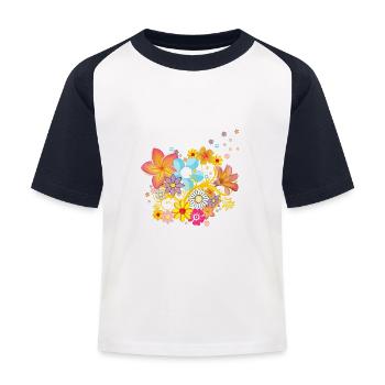 Frühling Frühlingszeit Frühlingsgefühle Geschenk - Kinder Baseball T-Shirt - Weiß/Navy - Vorne