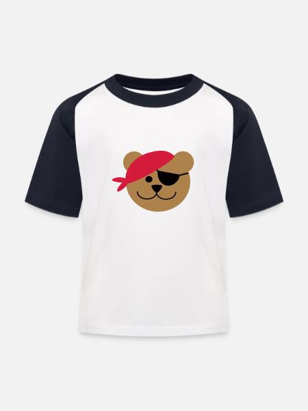 Piratenbär - Kids' Baseball T-Shirt - white/navy