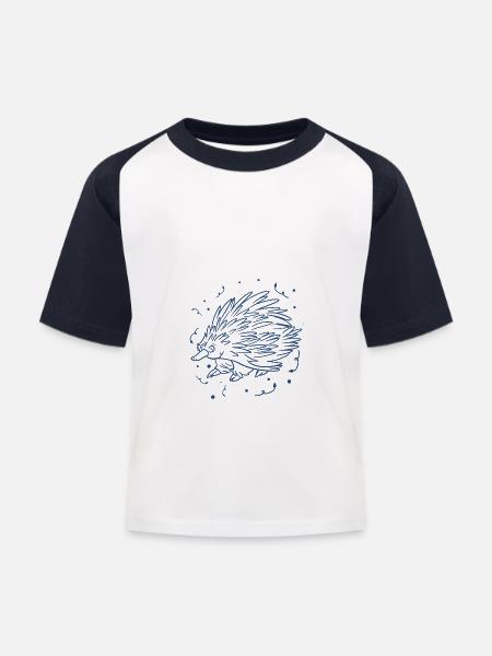 Igel - Kinder Baseball T-Shirt - Weiß/Navy