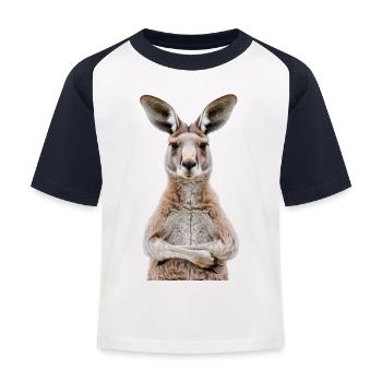 Känguru - Kinder Baseball T-Shirt - Weiß/Navy - Vorne
