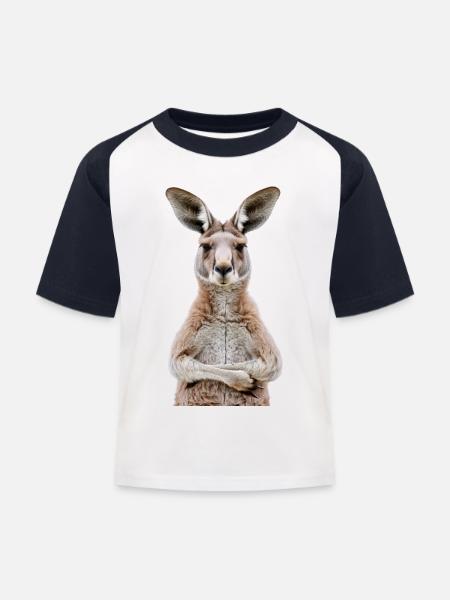 Känguru - Kinder Baseball T-Shirt - Weiß/Navy